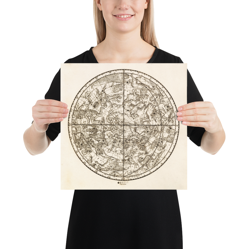 Antique Astronomy Print - Northern Hemisphere Constellations
