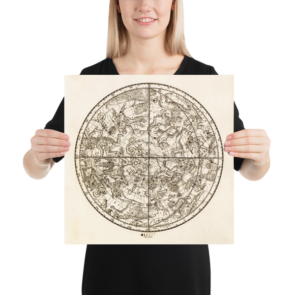 Antique Astronomy Print - Northern Hemisphere Constellations