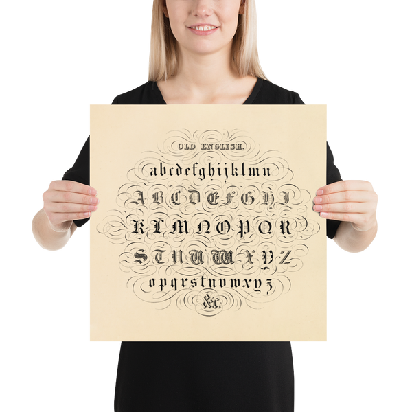 Decorative Old English Typography Print